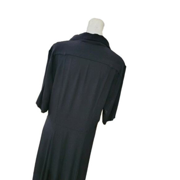 ZARA Midi Shirt Dress Women's Medium Black Collared Buttons Effortless - Picture 9 of 14
